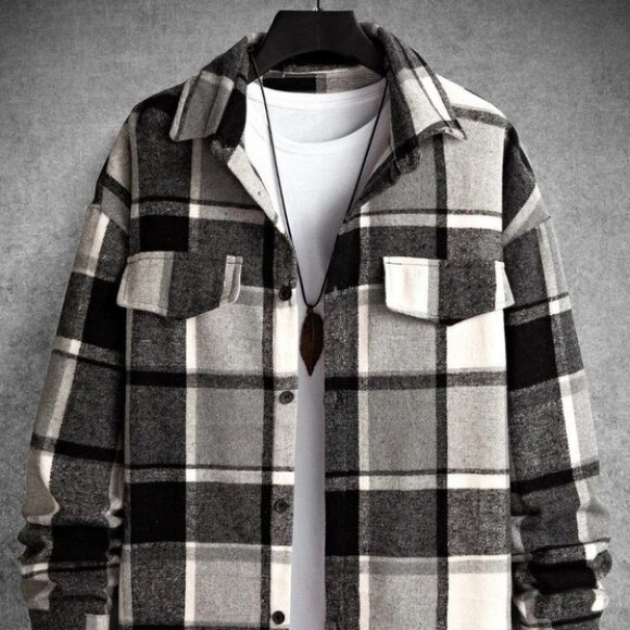 Black And White Mens Overcoat - Picture 1 of 5